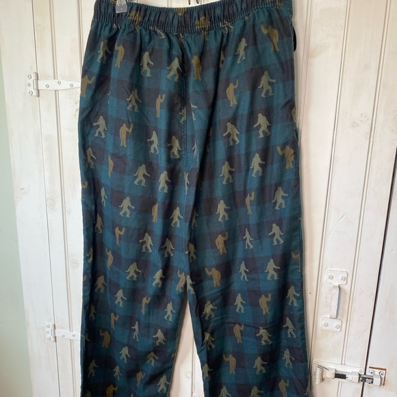 Eddie Bauer Pajama Pants Mens S Blue Plaid Sasquatch Big Foot Flannel - Picture 6 of 12